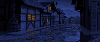 image of an old inn, taken from the Eye of the Beholder II intro sequence